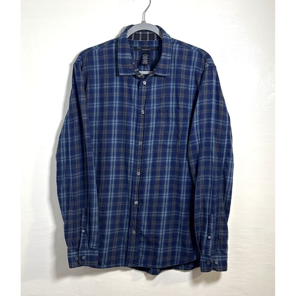 Marc by Marc Jacobs Shruken Fit Mens Button Up Wool Cotton Shirt Plaid Flannel M - Picture 1 of 9